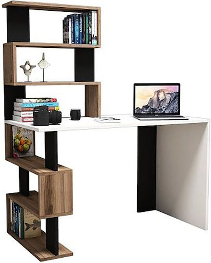 Birou Aigina Din Lemn Alb/Nuc/Negru 120x60x148cm