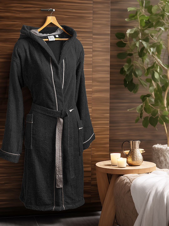 Beauty Home Hooded Bathrobe Black