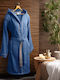 Beauty Home Bathrobe with Hood Blue