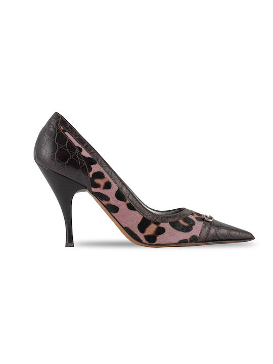 Guess Leather Pink High Heels Animal Print