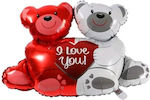 Μπαλόνι Αρκουδάκια Κόκκινο Λευκό Βαλεντίνου I Love You Σ' Αγαπώ Με Καρδιά 52x80εκ (tatu Moyo)