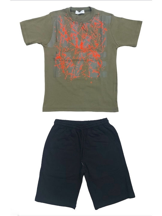 Action Sportswear Kids Set with Shorts Summer 2pcs olive oil