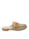 Flat Δερμάτινα Mules σε Μπεζ Χρώμα