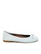 Lederne Damen Ballerinas in Weiß Farbe