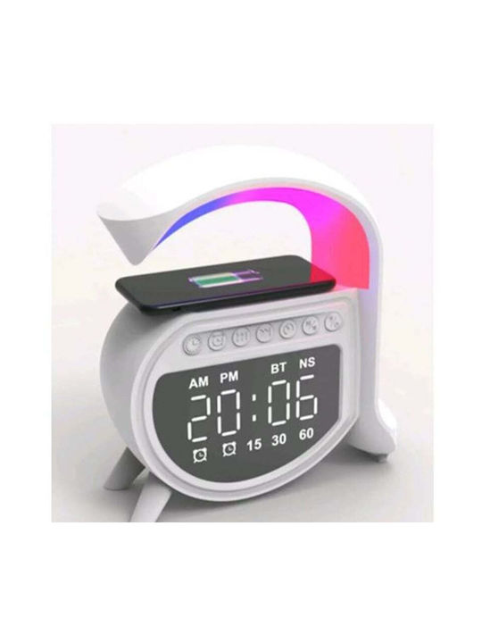 Andowl Tabletop Digital Clock with Alarm & Wireless Charging