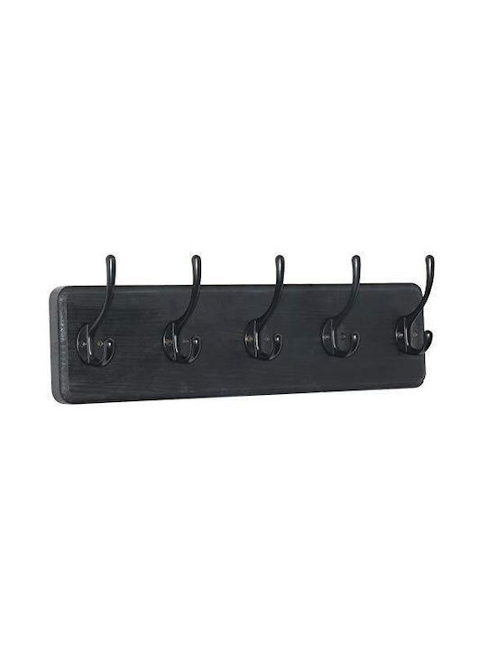 Wooden Wall Hanger Black 2pcs