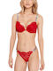 Chicret Essentials Dantelat Set de Lenjerie Sutien cu Brazilia Roșu