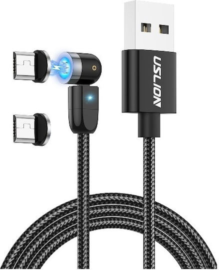 LED / Magnetic Cablu USB la micro USB cu mai multe porturi 3.1A Negru 2m