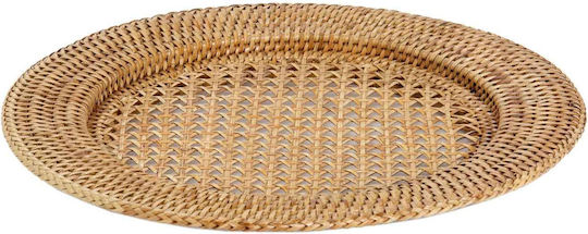 Andrea House Διακοσμητική Πιατέλα Στρογγυλή Rattan Λευκή 32x32x2εκ.