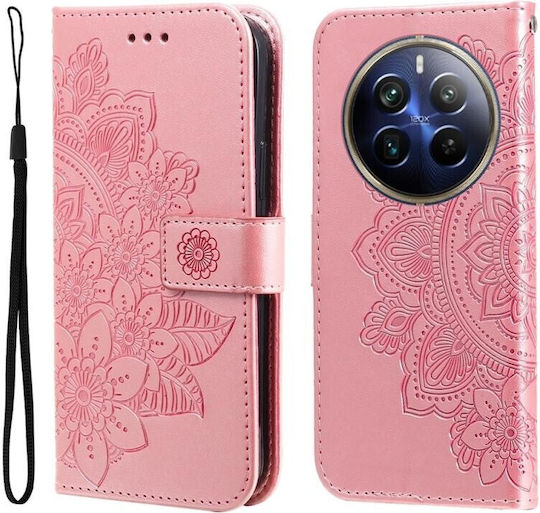 Flowers Wallet Ροζ Χρυσό (Realme 12 Pro 5G / 12 Pro+ Plus 5G)