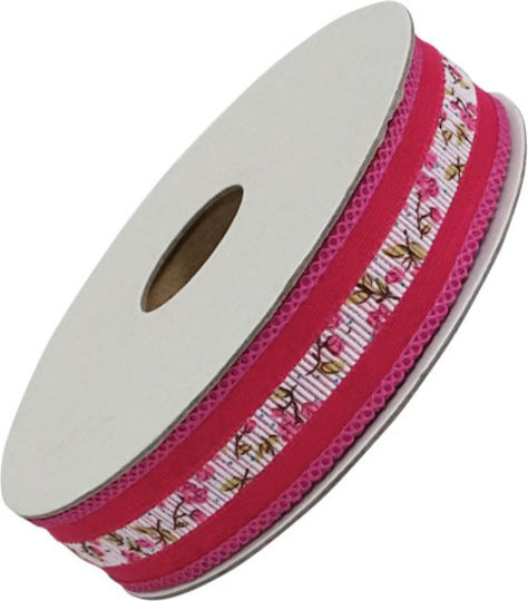 Marhome Organza Band Blumen Fuchsia 22.75meters mit Breite 25mm 11-00-50103-5