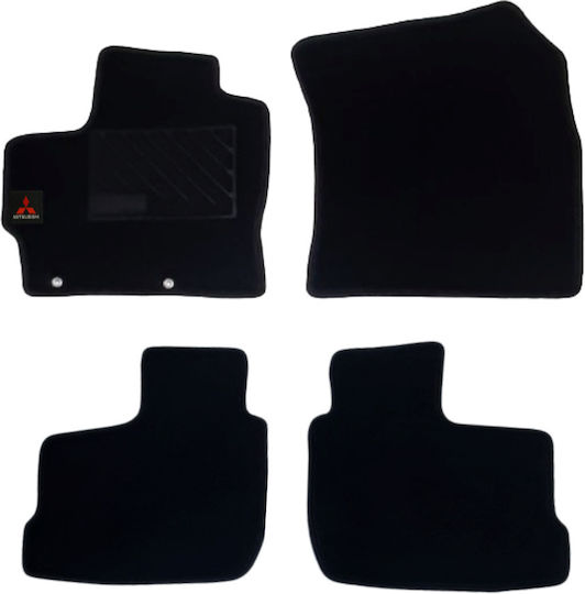 Autopataki Satz Vorder- und Hintermatten 4Stück aus Teppichboden für Mitsubishi Raumstern / Mirage Schwarz