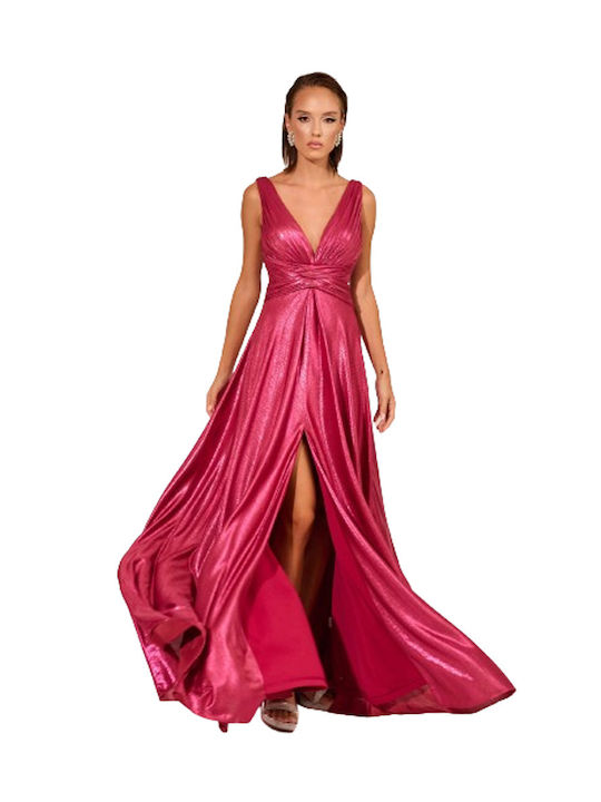 Kalliope Summer Maxi Dress with Slit Fuchsia