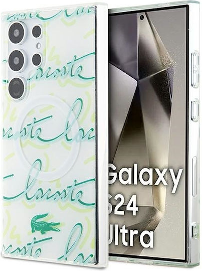 Lacoste Logo Script Magsafe Back Cover Πλαστικό Λευκό (Galaxy S24 Ultra)