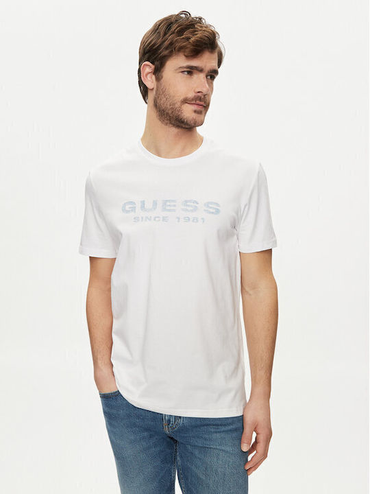 Guess J1314 Tricou pentru bărbați cu mâneci scurte White