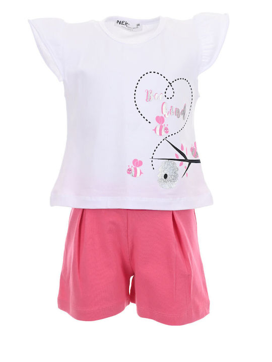 Nek Kids Wear Kids Set with Shorts Summer 2pcs White