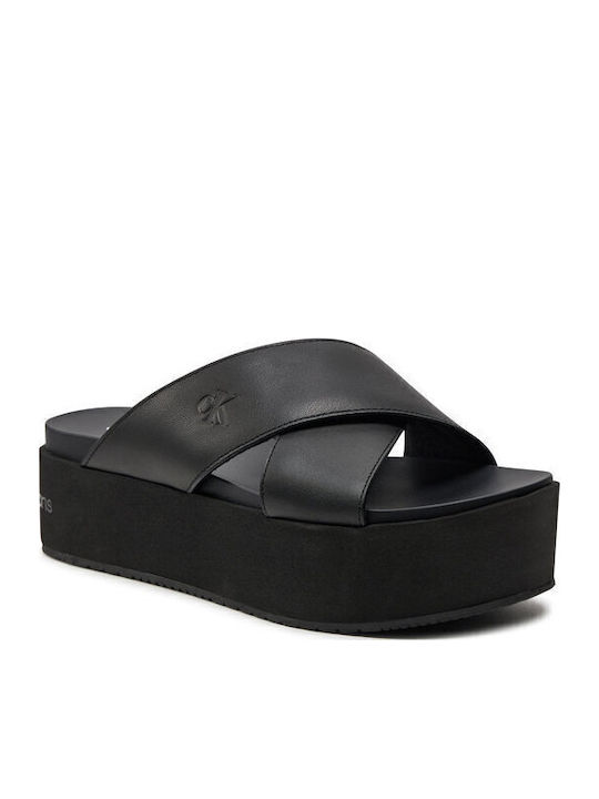 Calvin Klein Δερμάτινα Γυναικεία Σανδάλια Flatf...
