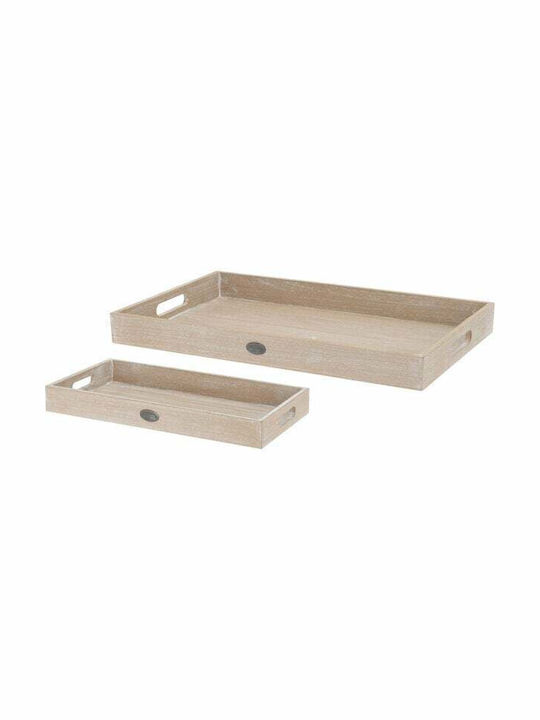 Koopman Lemnos Dreptunghiular Tavă de Servire cu Mânere în Culoare Maro 48x30cm HZ1930640 1buc