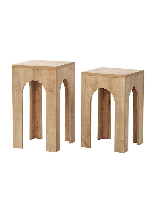 Square Side Table Collesium Oak 2pcs L35xW35xH55cm