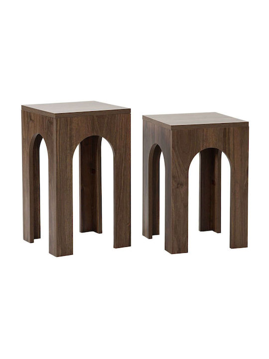 Square Side Table Collesium Walnut 2pcs L35xW35xH55cm