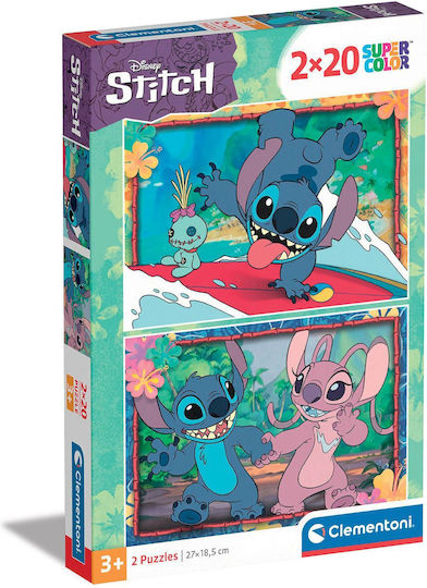 Clementoni Παιδικό Παζλ Super Color Disney Stitch 2x20 Τμχ.