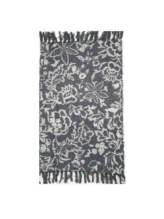 Amo La Casa Tonal Rug Rectangular Cotton with Fringes Charcoal