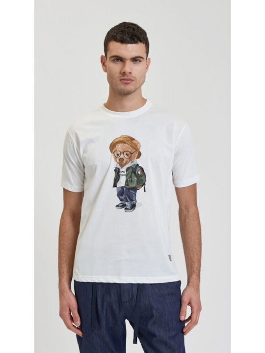 Gianni Lupo T-shirt Bărbătesc cu Mânecă Scurtă White