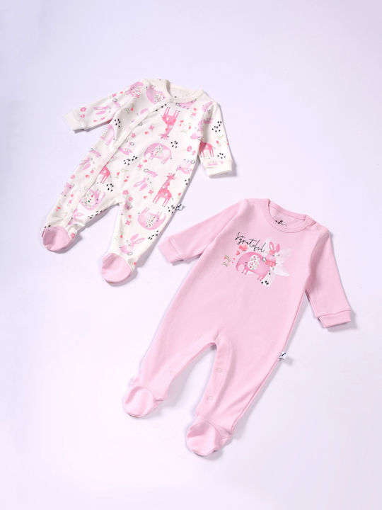 Evita Set Body pentru Bebeluși Mânecă lungă Pink 2buc