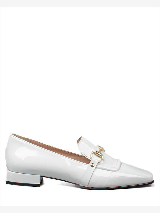 Leather Women's Loafers in Gray Color
