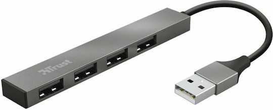 Trust USB-Hub 4 Anschlüsse USB 2.0 mit USB-A Anschluss Grau