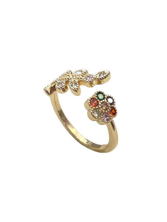 Copper ring Bo1287 - Gold/multicoloured