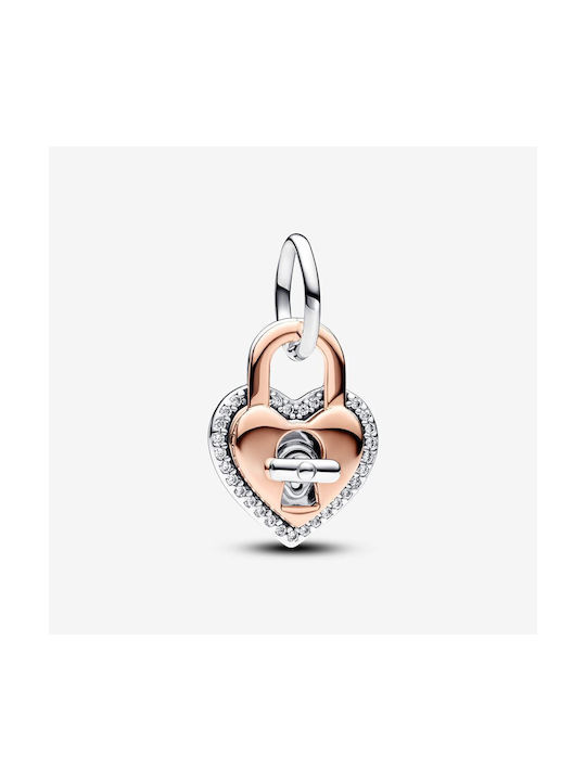 Pandora Charm mit Design Herz aus Vergoldet Silber mit Perlen