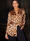 Dancing Leopard Women's Silky Long Sleeve Shirt LEOPAR