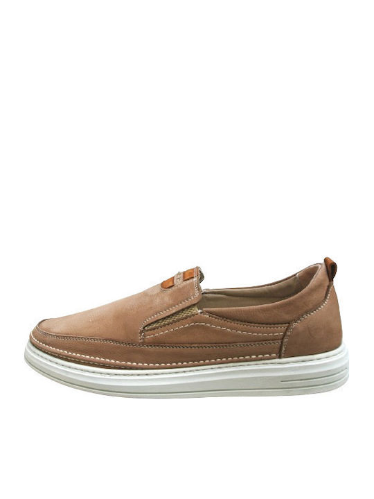 Leder Herren Slip-Ons Beige