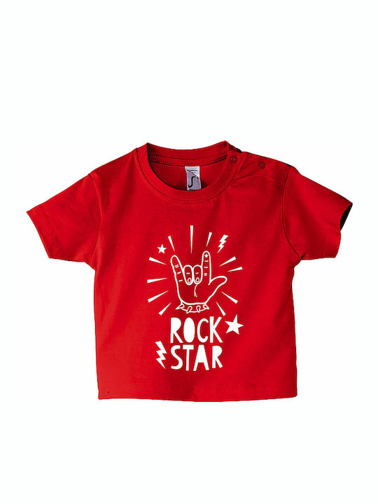 Kinder T-shirt Rot Rock Star