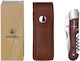 Laguiole Pakka Wood Taschenmesser Braun in Lederhülle