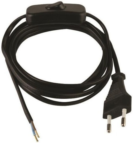 Power Cord with Diameter 2x0.75mm² in Black Color 1.2m 1pcs
