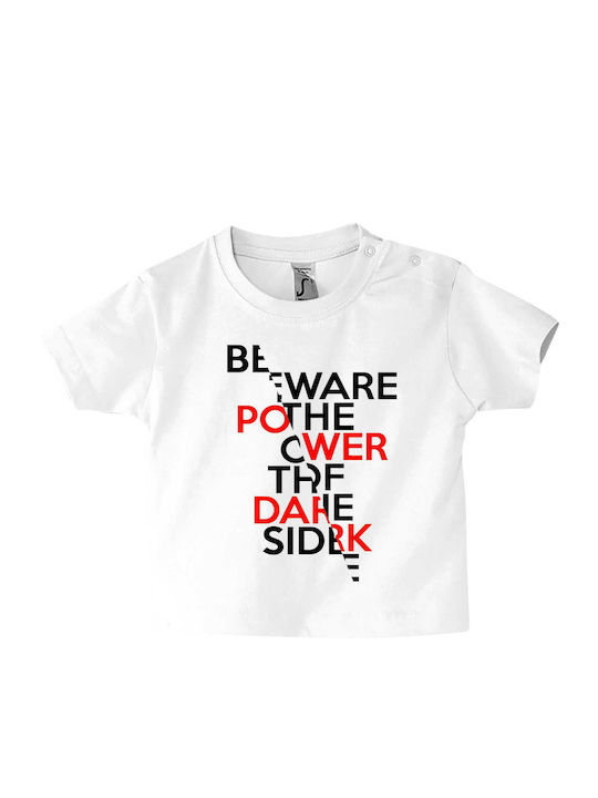 Παιδικό T-shirt Κοντομάνικο White Be Aware The Power Of The Dark Side, Star Wars