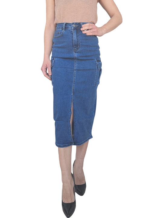 Remix Denim Skirt in Blue color