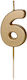 PartyDeco Geburtstagskerze Nummer "6" in Gold Farbe