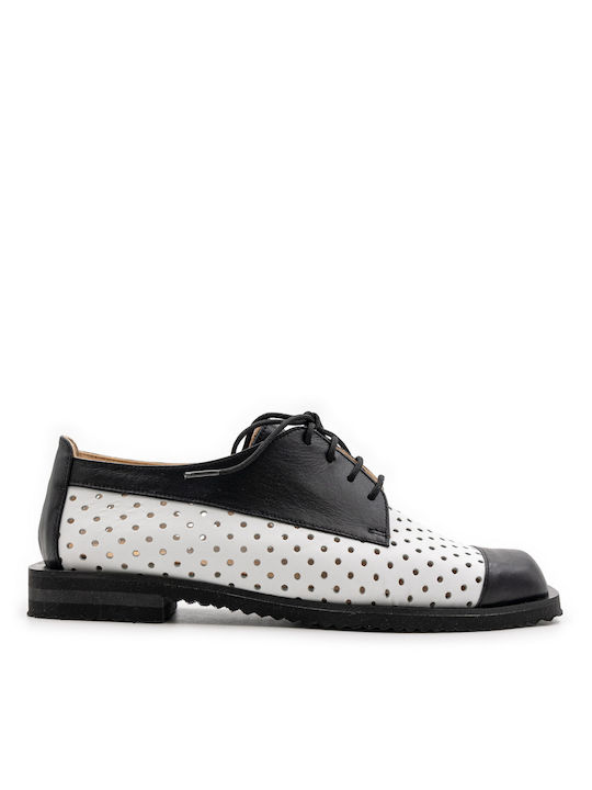 Βαβουλάς Women's Leather Oxford Shoes White