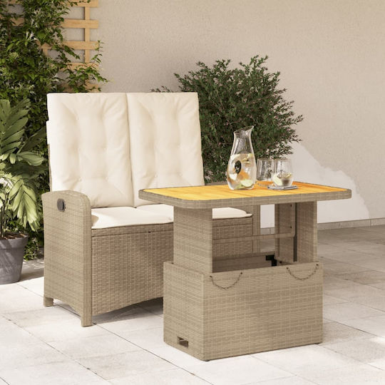 Garten- und Outdoor-Möbelsets 2 Stück Beige mit Kissen