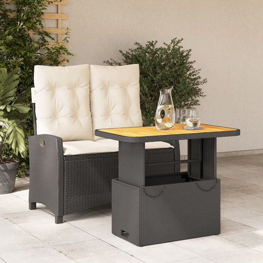 Garten- und Outdoor-Möbelsets 2 Stück Schwarz mit Kissen