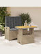Garden & Outdoor Furniture Sets Dining Room 2 Pieces Beige with Pillows