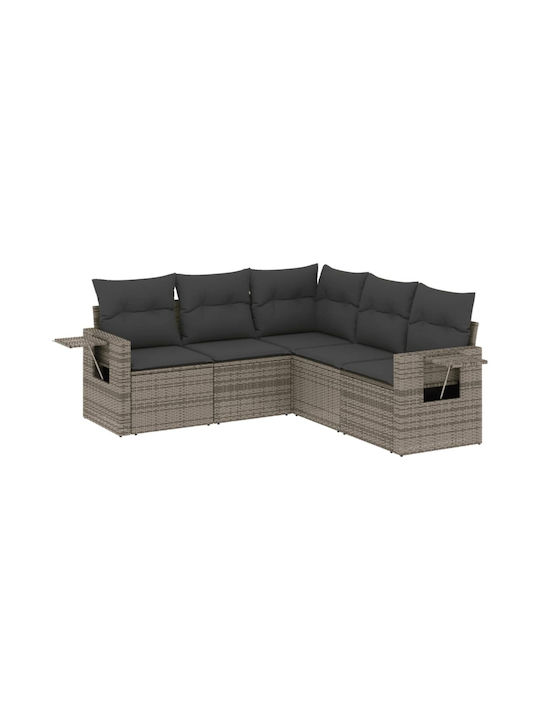 Set Outdoor Lounge Grey with Pillows 5pcs