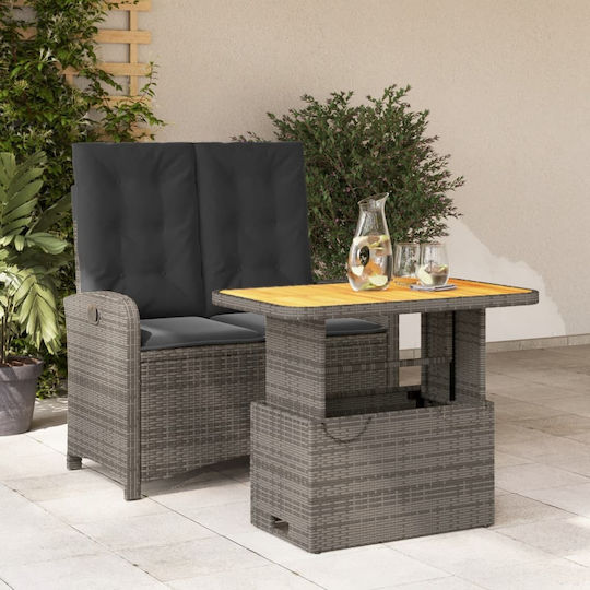 Garten- und Outdoor-Möbelsets 2 Stück Grau mit Kissen