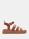 Sandale plate cu barete și vârfuri 4117418-camel