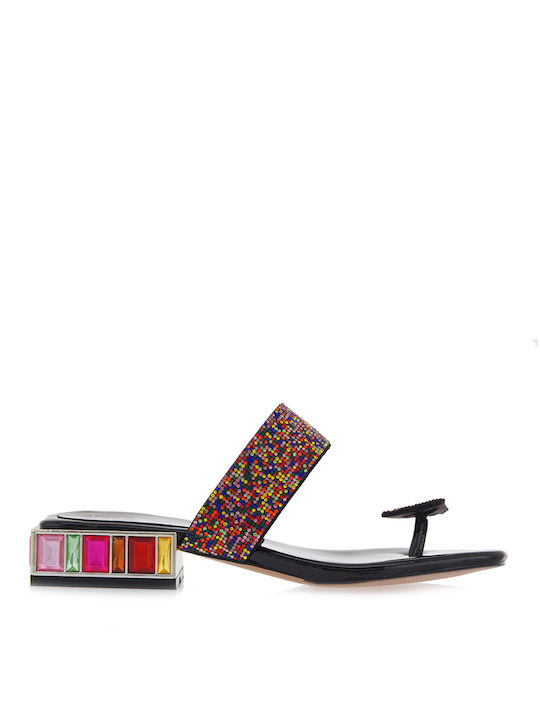 Lara Conte Madrid Synthetic Leather Women's Sandals with Strass Multicolour