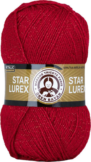 Madame Tricote Paris Star Lurex Μεταλλικό Ακρυλικό Κόκκινο 320m 100gr
