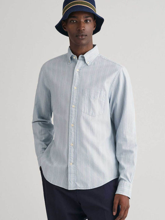 Gant Men's Oxford Button Down Shirt with Striped Design Regular Fit - 3240056 Blue